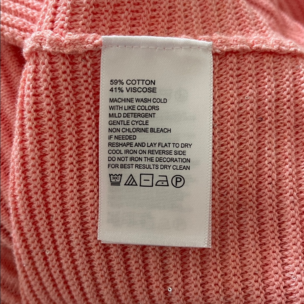 Tommy Bahama Bonita Mini Sequin Rib Knit Long Sleeve V-Neck in Coral Sweater - Picture 6 of 6